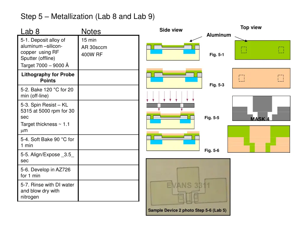 step 5 metallization lab 8 and lab 9