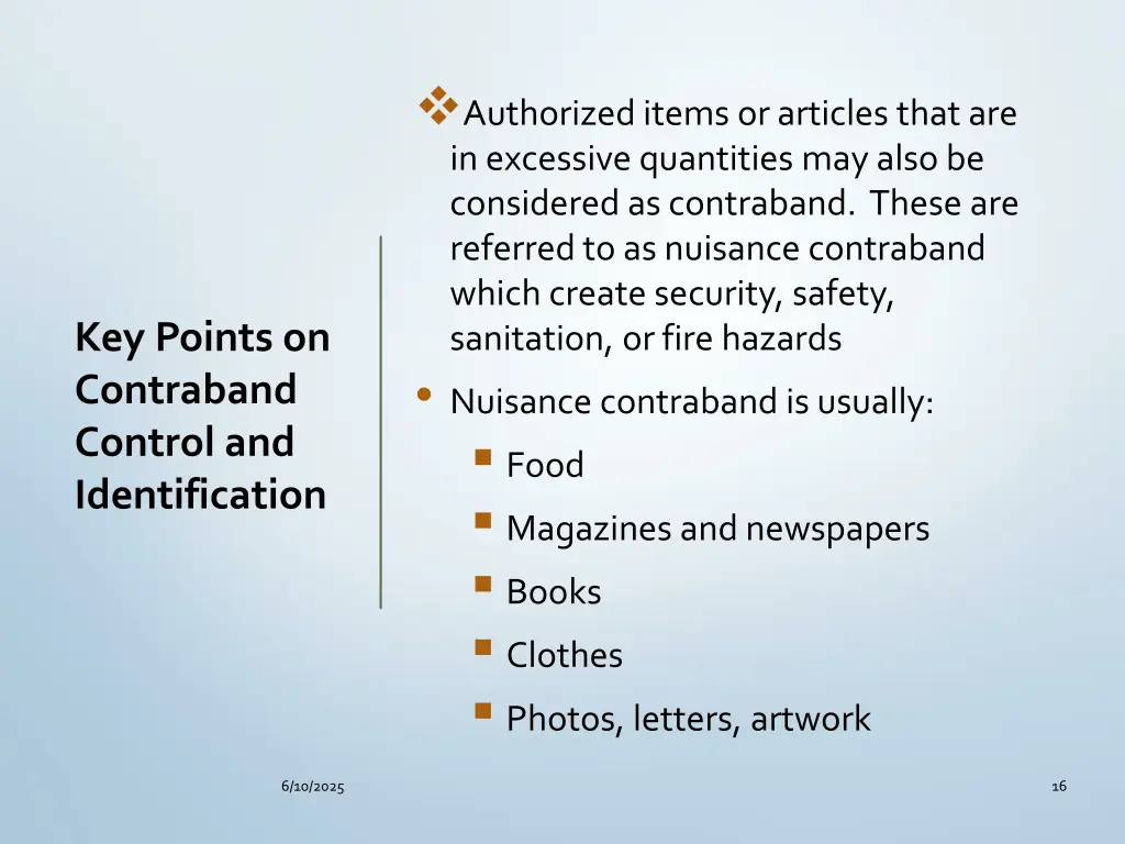 authorized items or articles that