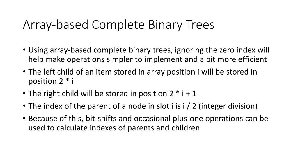 array based complete binary trees