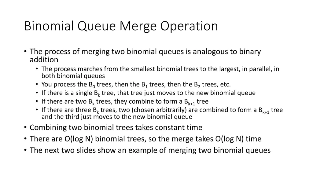 binomial queue merge operation