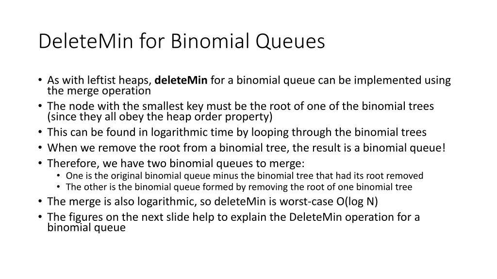 deletemin for binomial queues
