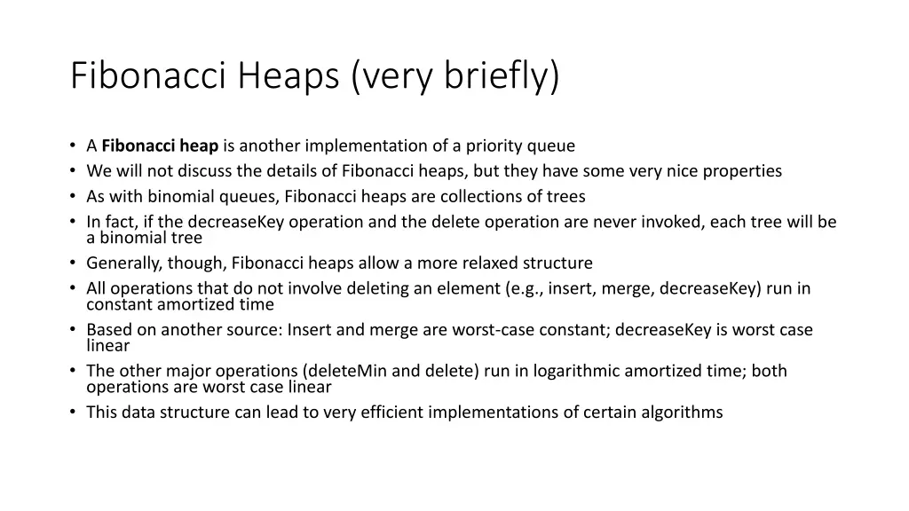 fibonacci heaps very briefly