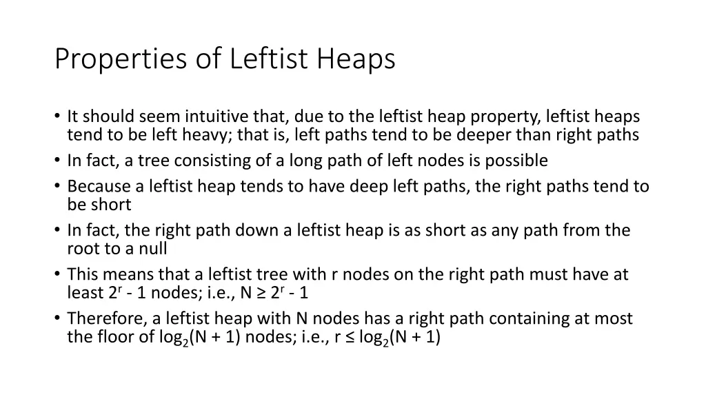 properties of leftist heaps