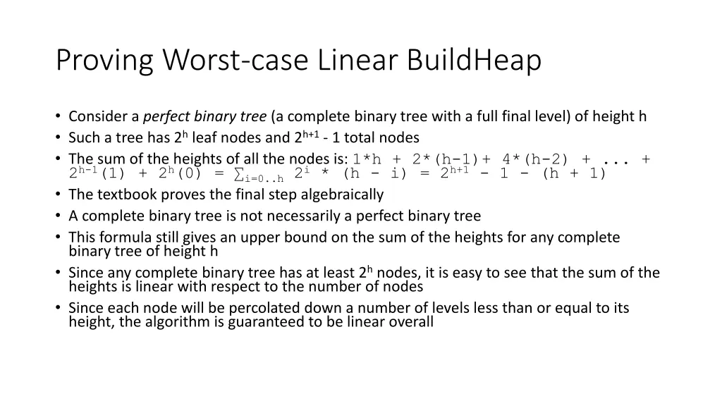 proving worst case linear buildheap