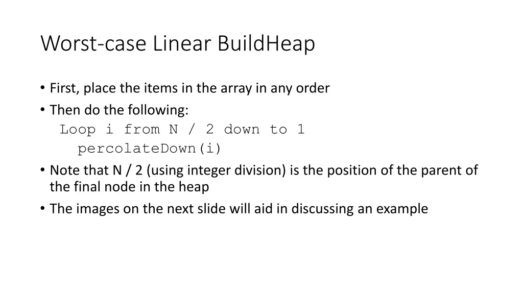 worst case linear buildheap