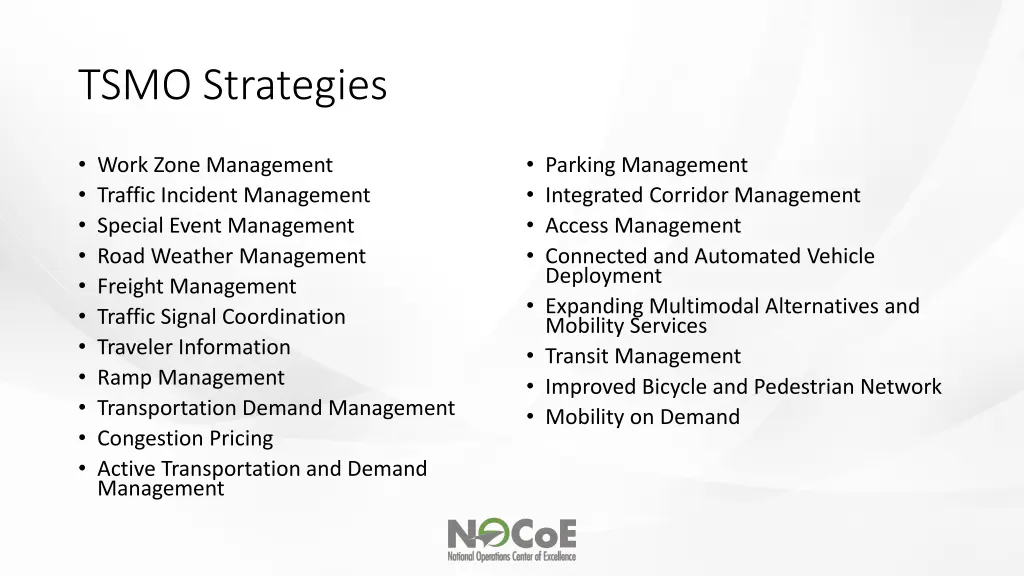 tsmo strategies