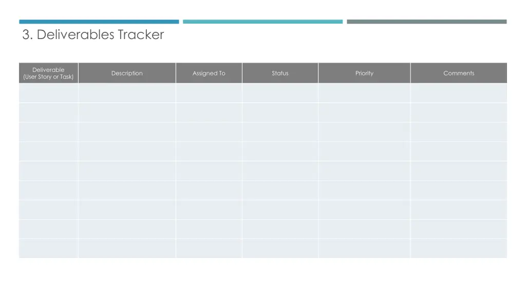 3 deliverables tracker