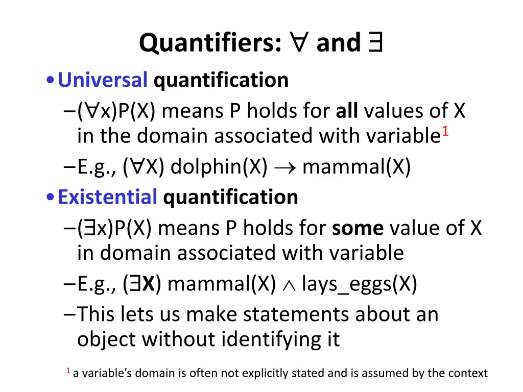 quantifiers and universal quantification