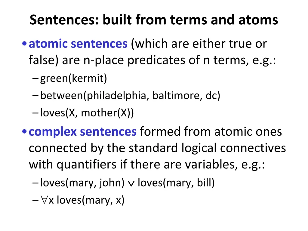 sentences built from terms and atoms 1
