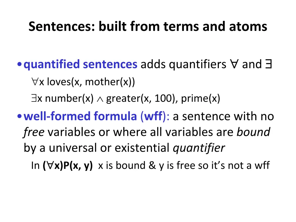 sentences built from terms and atoms 2