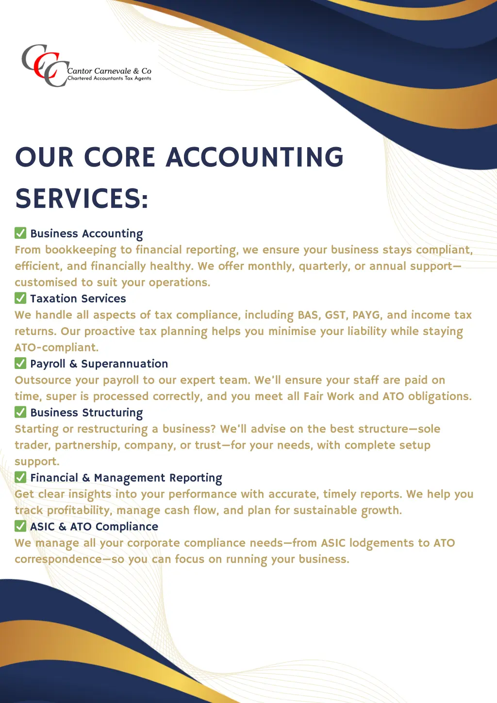 our core accounting services
