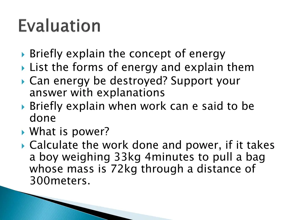 briefly explain the concept of energy list