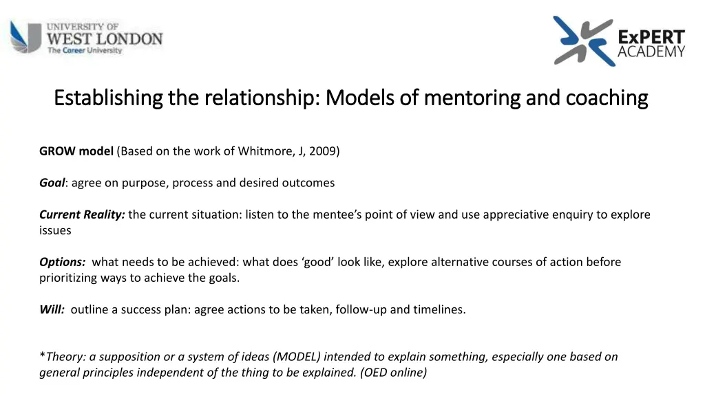 establishing the relationship models of mentoring
