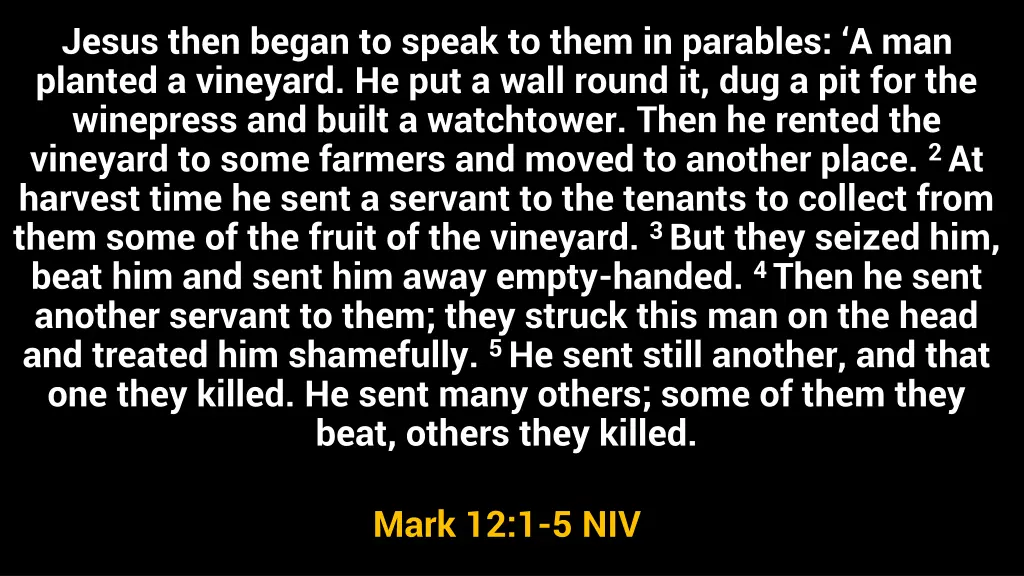 jesus then began to speak to them in parables