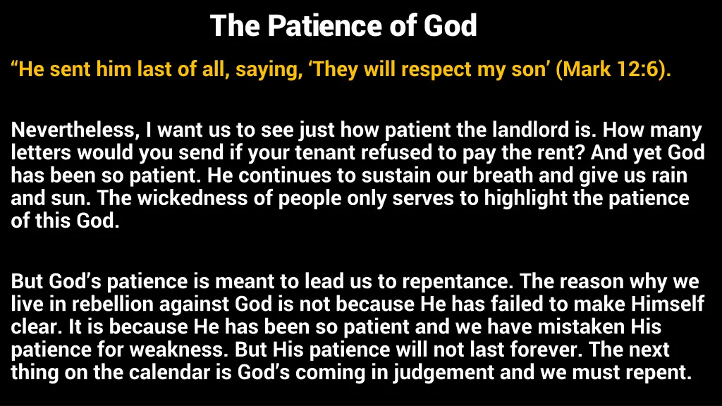 the patience of god