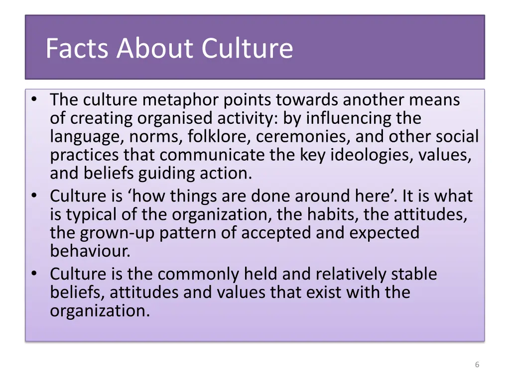 facts about culture