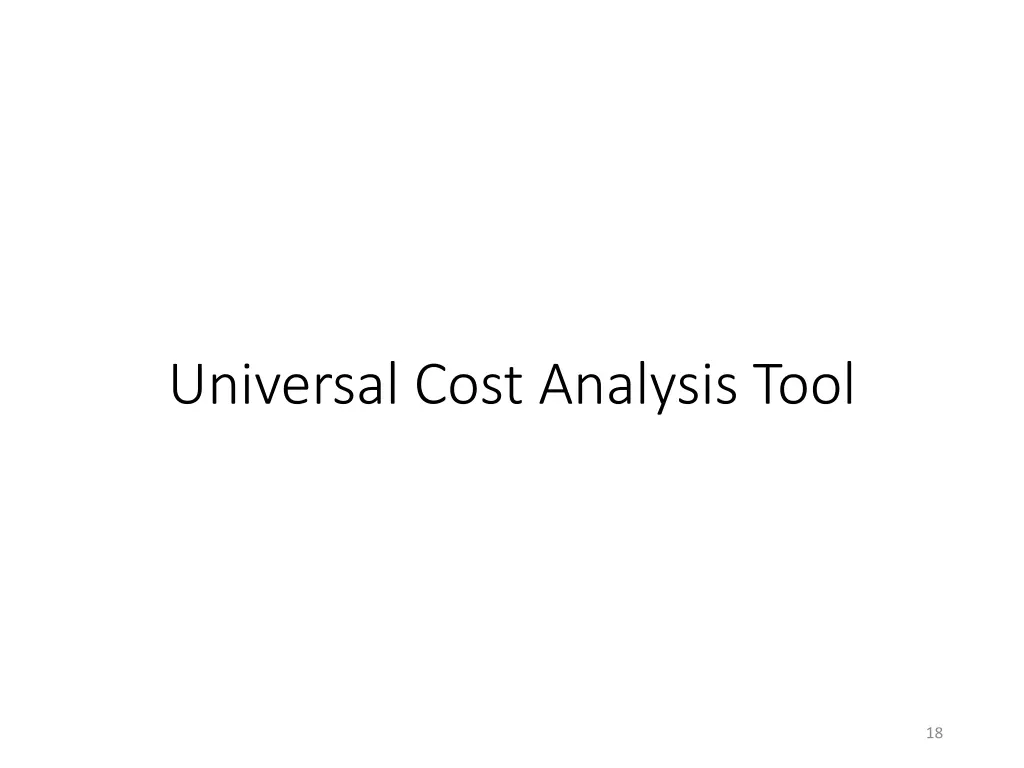 universal cost analysis tool