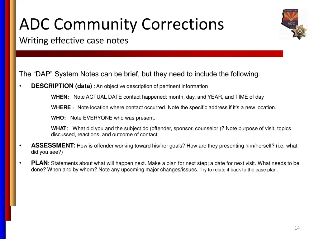 adc community corrections writing effective case 10