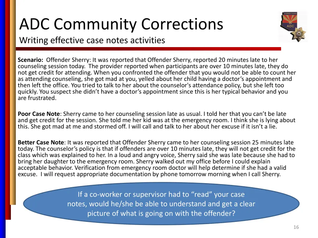 adc community corrections writing effective case 12