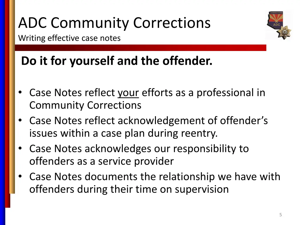 adc community corrections writing effective case 2