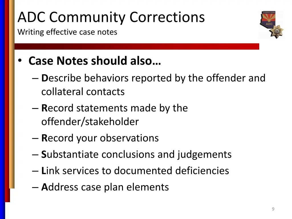 adc community corrections writing effective case 5