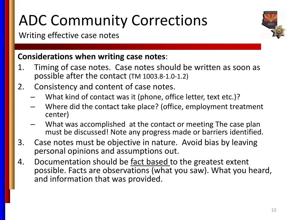 adc community corrections writing effective case 8