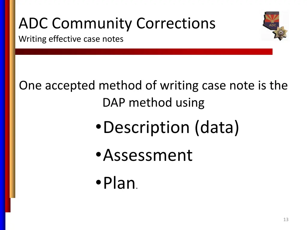 adc community corrections writing effective case 9