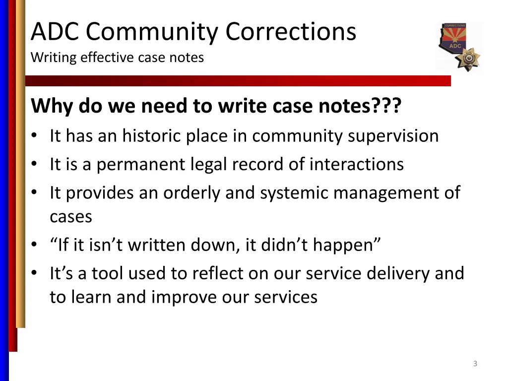 adc community corrections writing effective case