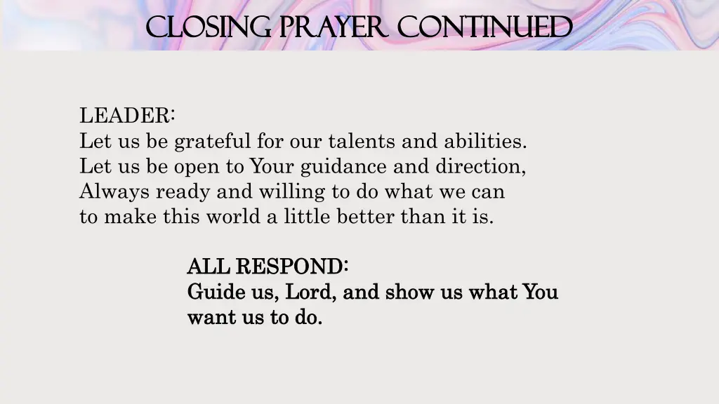 closing closing prayer