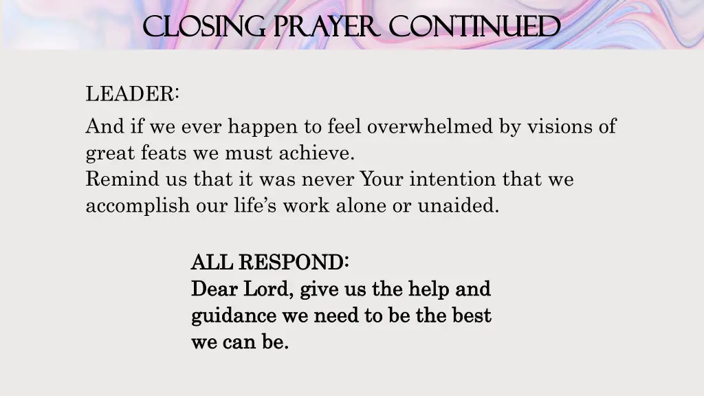 closing prayer continued closing prayer continued