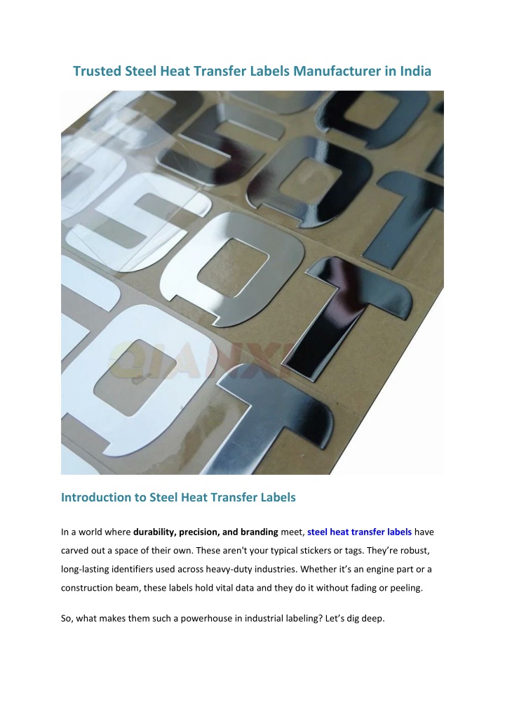 trusted steel heat transfer labels manufacturer