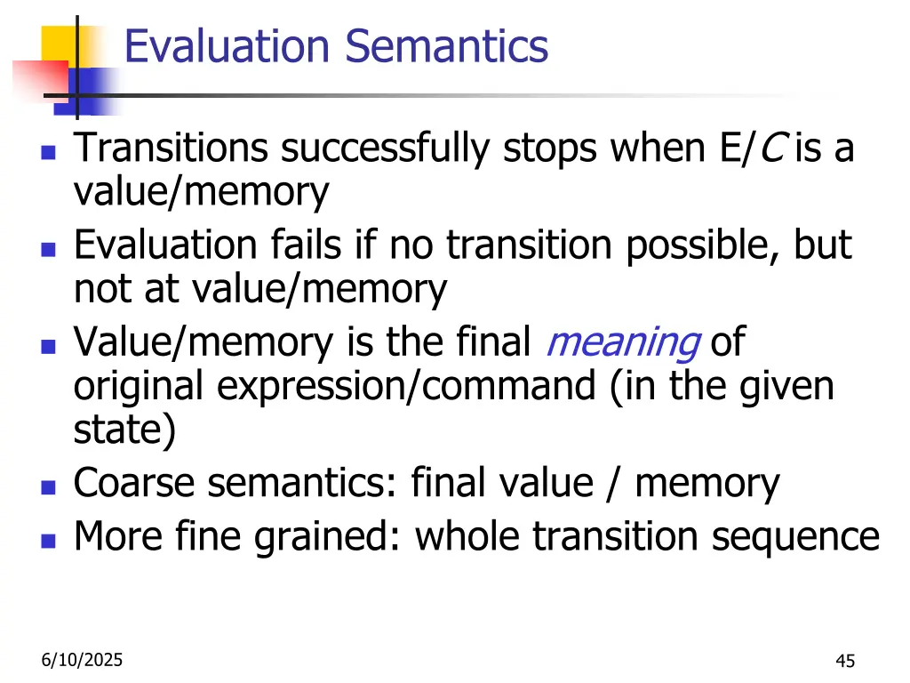 evaluation semantics