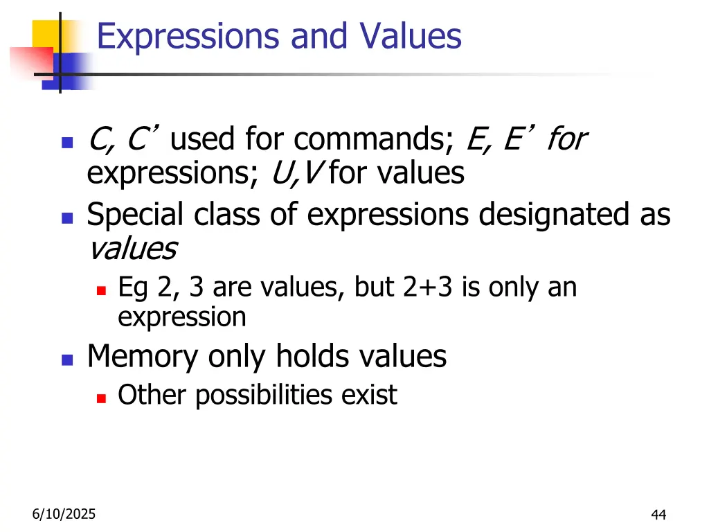 expressions and values