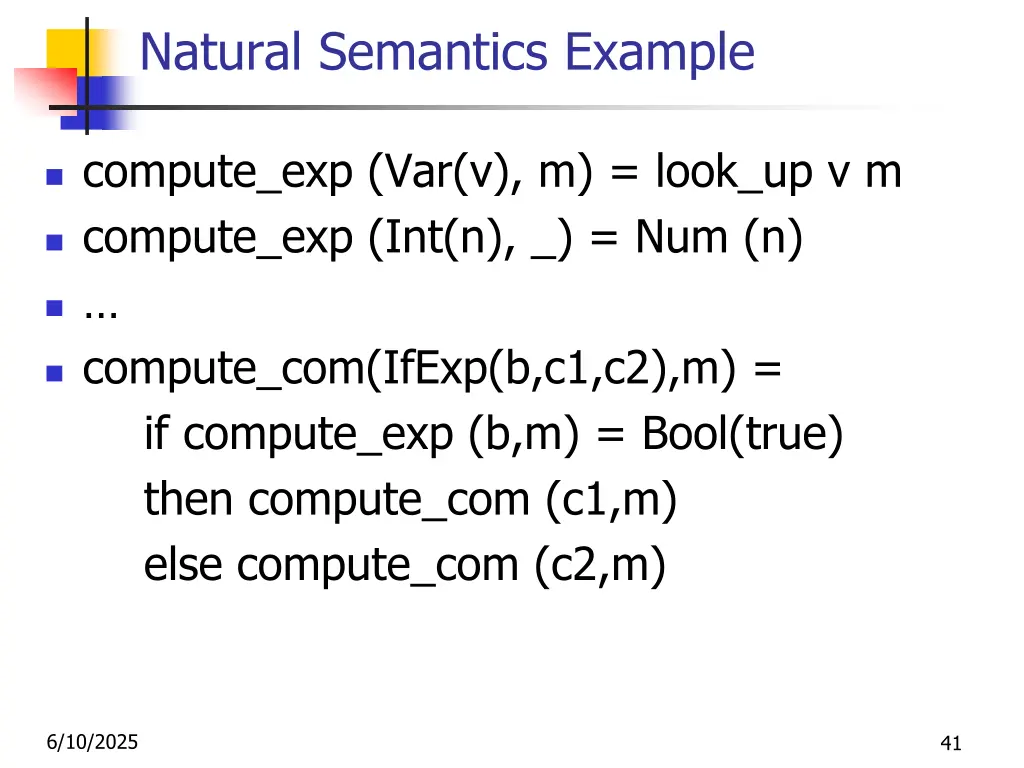 natural semantics example