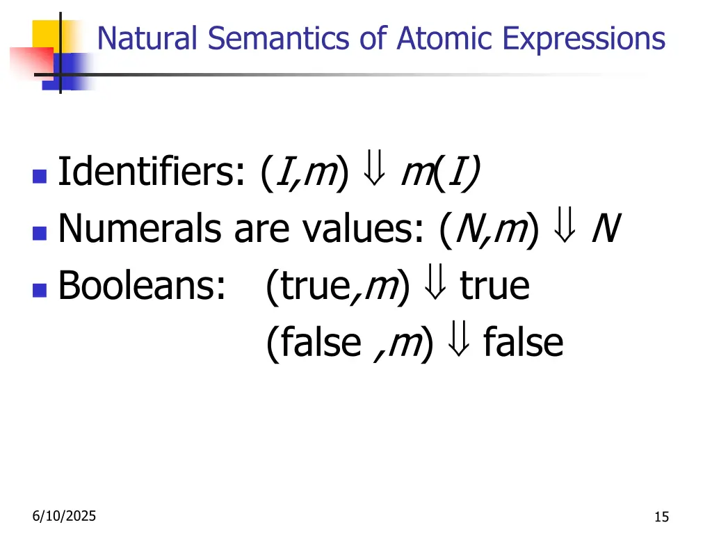 natural semantics of atomic expressions