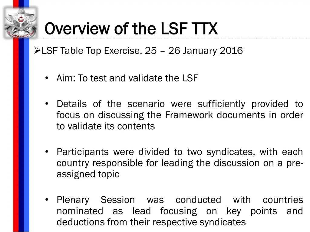 overview of the lsf ttx overview of the lsf ttx