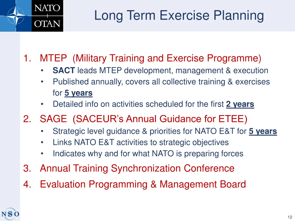long term exercise planning