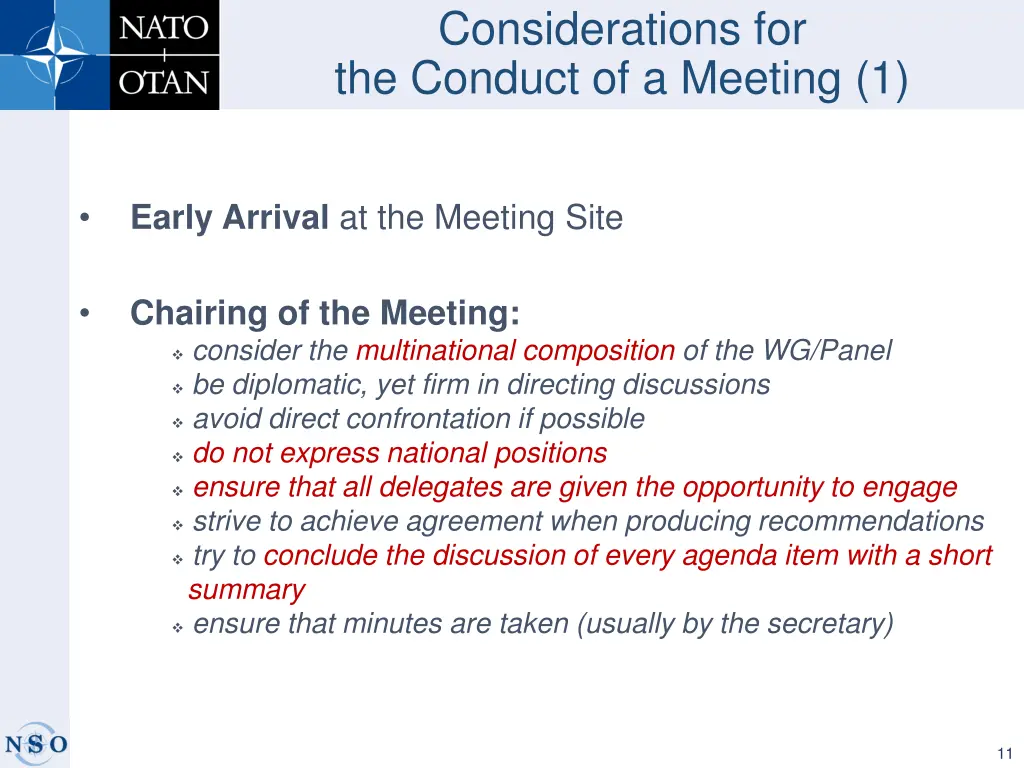considerations for the conduct of a meeting 1