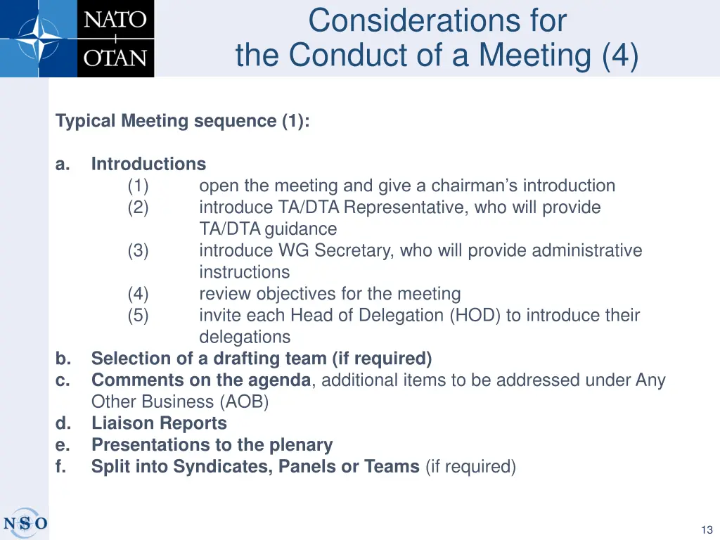 considerations for the conduct of a meeting 4