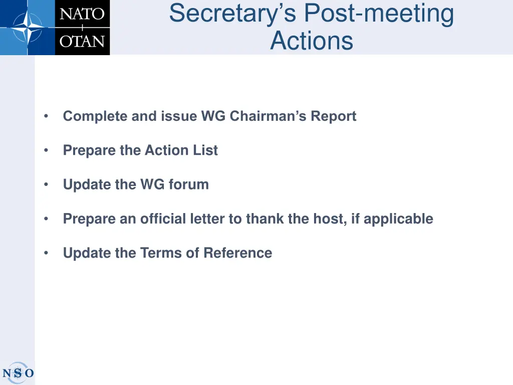secretary s post meeting actions