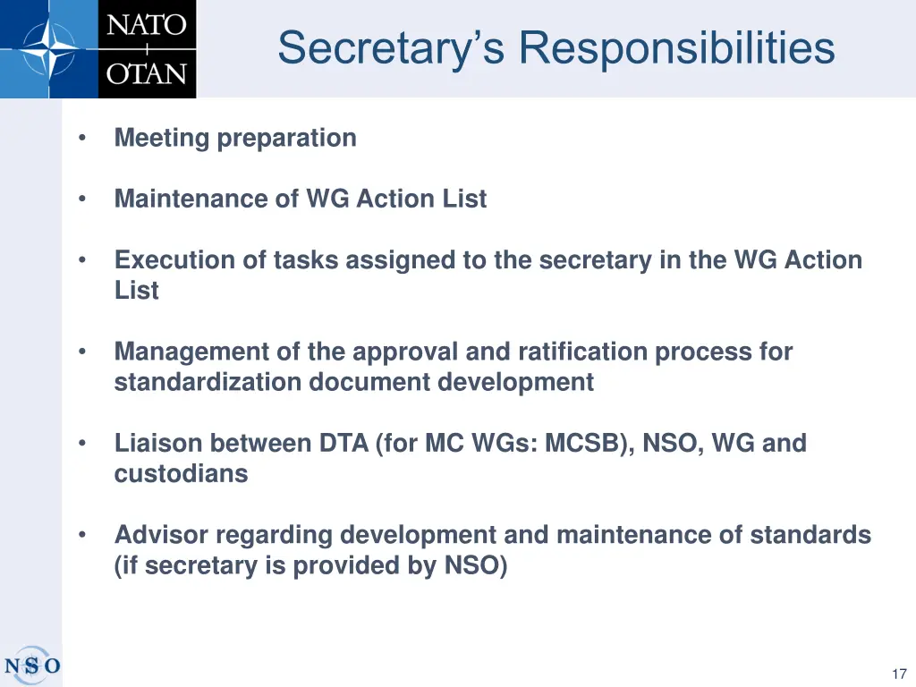 secretary s responsibilities