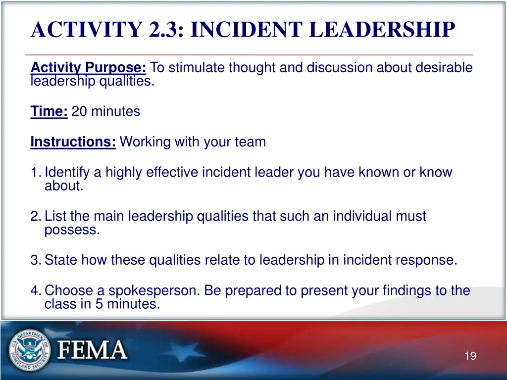 activity 2 3 incident leadership