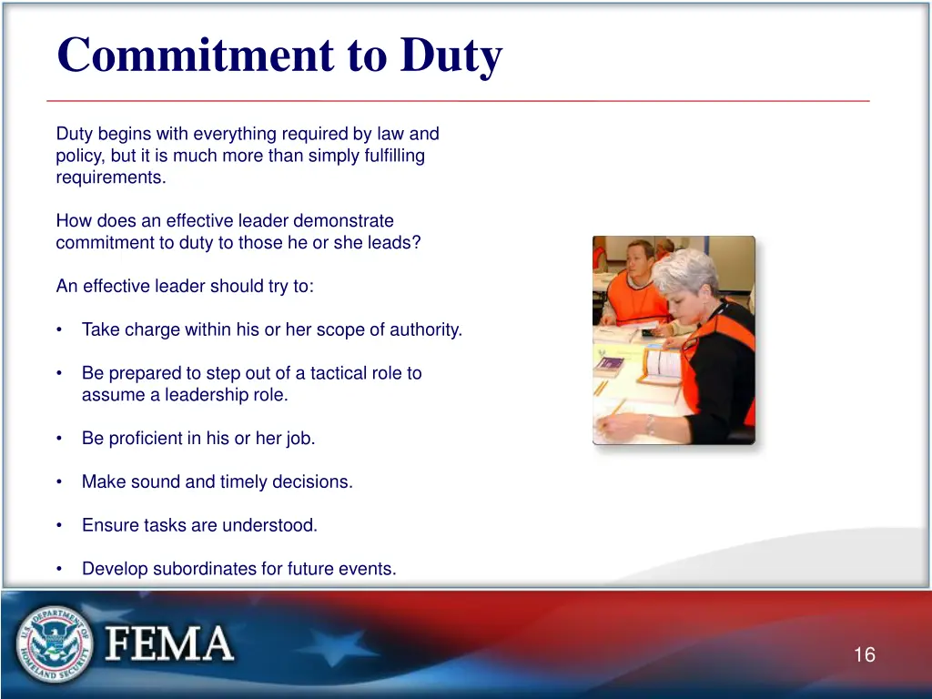 commitment to duty