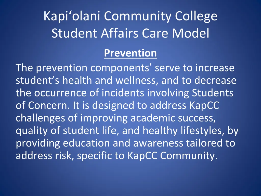 kapi olani community college student affairs care 2