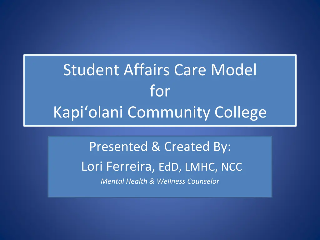 student affairs care model for kapi olani