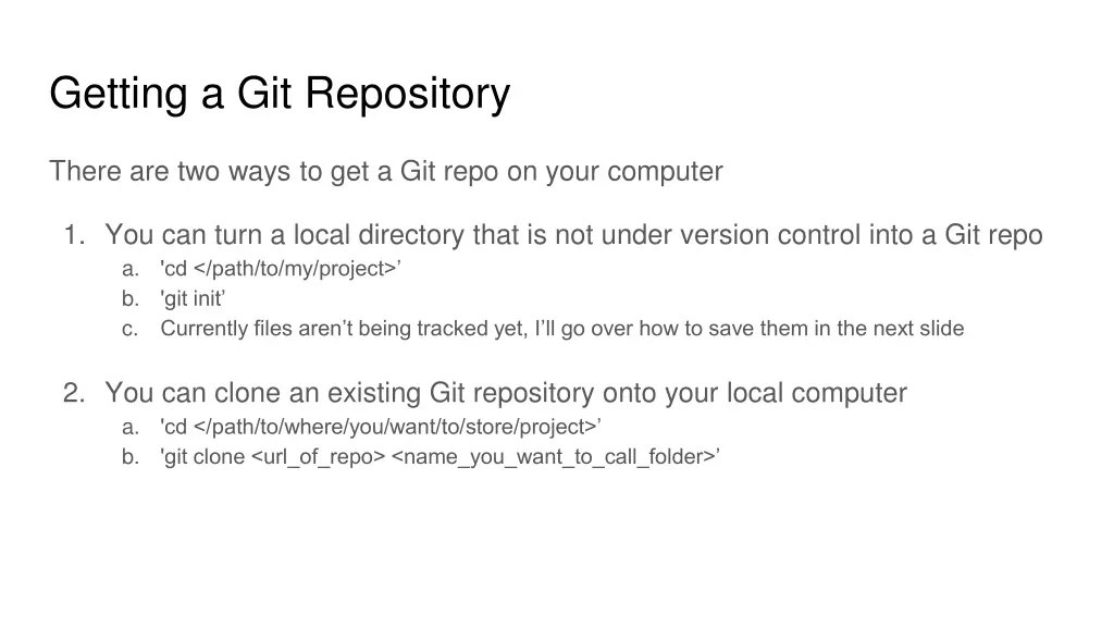 getting a git repository
