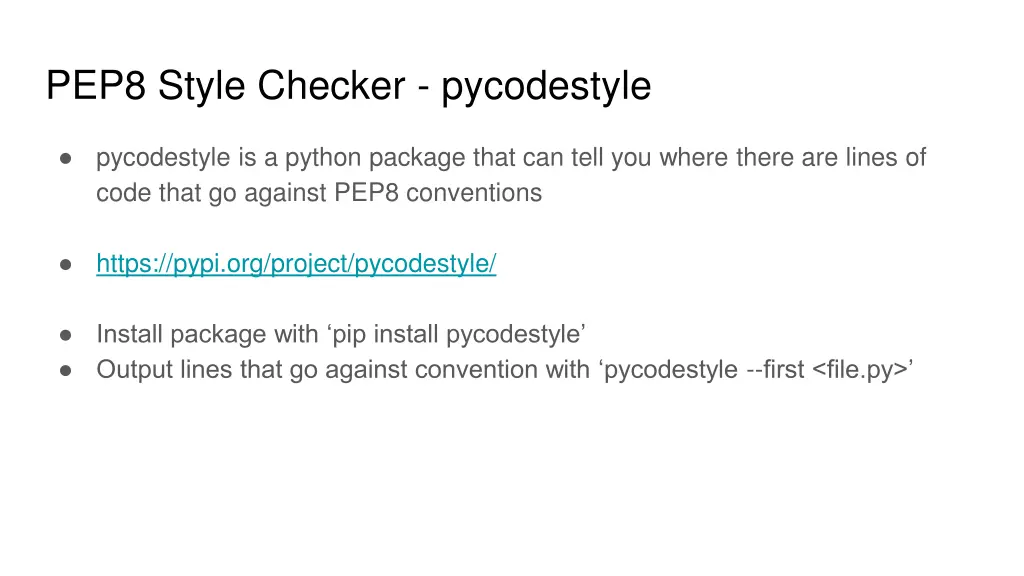 pep8 style checker pycodestyle