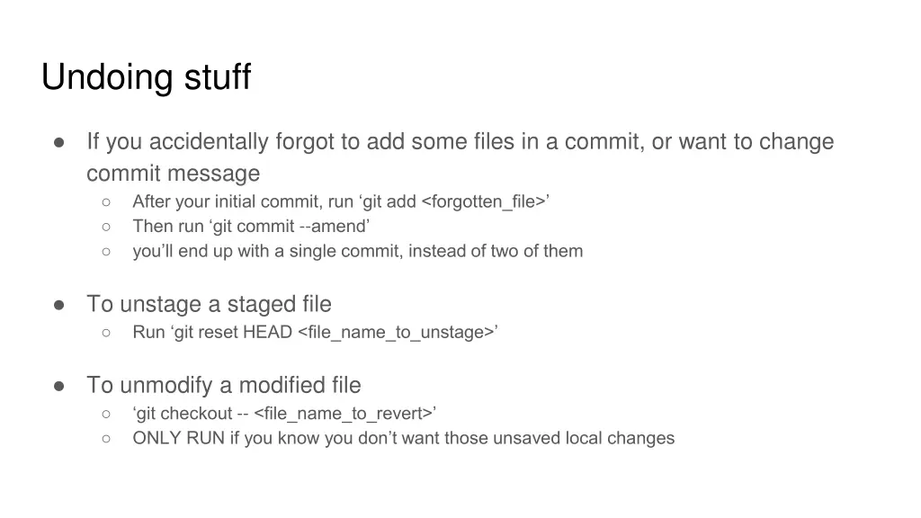 undoing stuff