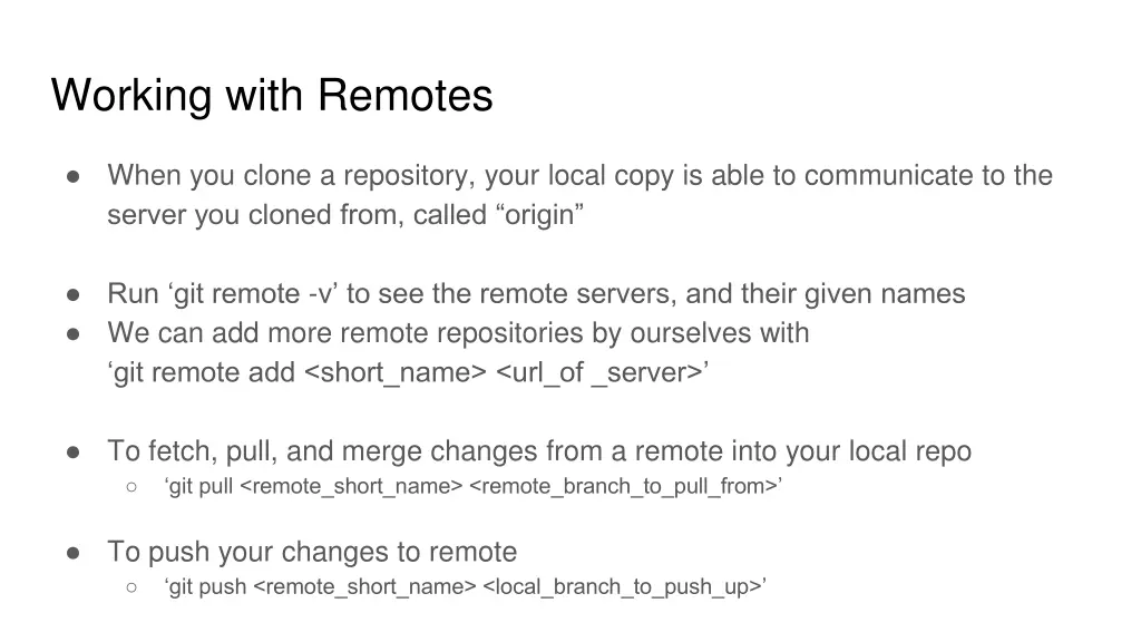 working with remotes