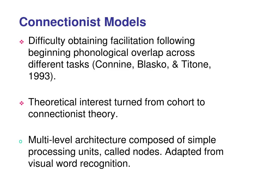 connectionist models